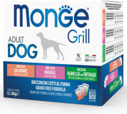 Monge Grill 12x100g Alutasak Lazac, Sertés, Bárány + Zöldség