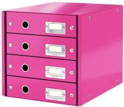 LEITZ Suport documente birou cu 4 sertare LEITZ WOW Click and Store - roz (L-60490023) Dulap arhivare