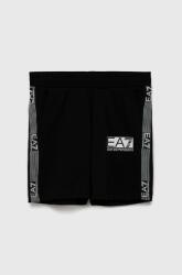 EA7 Emporio Armani gyerek pamut rövidnadrág fekete, állítható derekú - fekete 120 - answear - 22 990 Ft