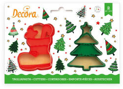 Decora kiszúró szett, karácsonyfa és csizma, műanyag, 2 db
