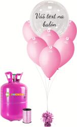 Personal Set personalizat de petrecere cu heliu roz - Balon transparent 11 buc
