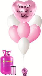 Personal Set de petrecere personalizat cu heliu - Inimă roz 31 buc
