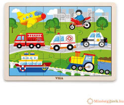 Puzzle, fa - 24 db-os - Járművek (MJPZ012)