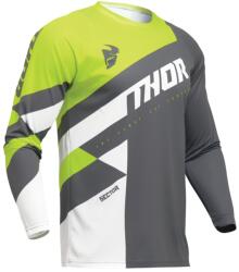 Thor MX Tricou Enduro - Cross THOR SECTOR CHECKER 2024 · Gri / Verde-Fluo