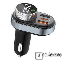 Awei C-843 BLUETOOTH FM transmitter kihangosító szett - 2 x USB, 1 x Type-C aljzat, 5V/3A, 30W, microSD kártyaolvasó - FEKETE (C-843)