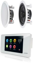 DSPPA Amplificator de perete cu touchscreen 2x20W DM838 cu Wi-Fi, BT + 2 Boxe de tavan Hi-Fi Inakustik Ambientone R1 (Pac-DM838-ATOR1)