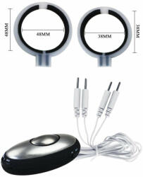  Puterea Bărbatului - Set Stimulator Electric cu 2 Inele pentru Penis 4 cm