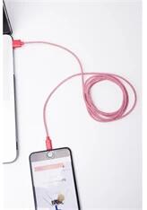 Kikkerland US113-RD-EU textilborítású Lightning piros-fehér kábel (US113-RD-EU) - bestbyte
