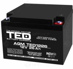 TED Electric Acumulator, A0114133, AGM VRLA 12V 26A dimensiuni 165mm x 175mm x h 126mm M5 TED Battery Expert Holland TED003638 (A0114133)