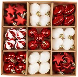 Kring Karácsonyfadísz szett: Különböző formájúak, 45 db-os, Fehér/Piros (EG01-PE10-4512M21-A05-red/white)