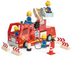 Tender Leaf Mașina de pompieri din lemn Fire Engine Tender Leaf Toys scară-cabină mobilă, cu 4 pompieri și accesorii (TL8367)