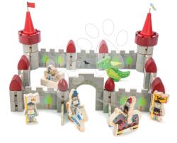 Tender Leaf Castel din lemn Dragon Castle Tender Leaf Toys set cu 59 de bucăți cu dragon și cavaleri (TL8322)