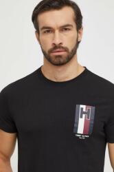 Tommy Hilfiger pamut póló fekete, férfi, nyomott mintás - fekete L - answear - 11 990 Ft
