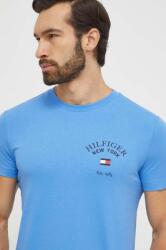 Tommy Hilfiger pamut póló férfi, nyomott mintás - kék M - answear - 12 990 Ft