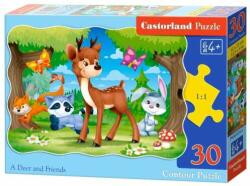 Castorland Deer and Friends - 30 de piese Puzzle cu animale din pădure pentru copii, multicolor (KX4376)