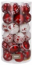 SPRINGOS Set de 30 de globuri de Crăciun, 7 cm, alb-roșu (CA0150)