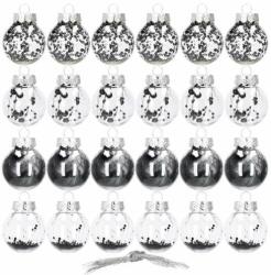 SPRINGOS Set de 24 globuri de Crăciun, 5 cm, transparent, interior negru (CA0886)