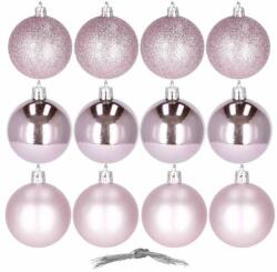 SPRINGOS Globulețe de Crăciun, 12 buc/ 6 cm, roz (CA0120)