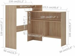 vidaXL tölgyfa színű bárasztal 2 asztallappal 130 x 40 x 120 cm (280219) - pepita