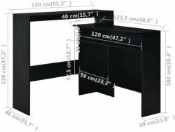 vidaXL fekete bárasztal 2 asztallappal 130 x 40 x 120 cm (280218) - pepita