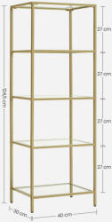 VASAGLE Tároló polc / állópolc - Vasagle Loft - 40 x 124 cm (arany) (LGT029A01)