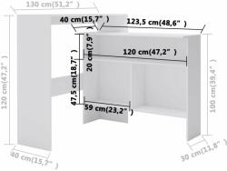 vidaXL fehér bárasztal 2 asztallappal 130 x 40 x 120 cm (280217) - pepita