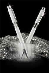 Art Crystella Golyóstoll, fehér, középen fehér SWAROVSKI® kristállyal töltve, 14cm, ART CRYSTELLA® (1805XGL201) - kellekanyagonline