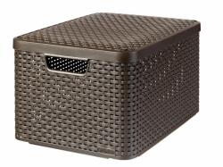 Keter Rattan hatású kosár tetővel, 30l, sötétbarna, CURVER Style L (205861)