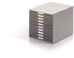DURABLE Irattároló, műanyag, 10 fiókos, DURABLE VARICOLOR® 10 , szürke (761027)