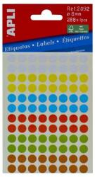 APLI Etikett, 8 mm, kör, kézzel írható, színes, APLI, vegyes színek, 288 etikett/csomag (02092) - kellekanyagonline