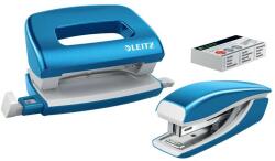 Leitz Tűzőgép és lyukasztó szett, 10 lap, fém, LEITZ Wow Mini , kék (55612036)