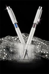 Art Crystella Golyóstoll, fehér, középen zafírkék SWAROVSKI® kristállyal töltve, 14cm, ART CRYSTELLA® (1805XGL209)