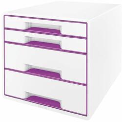LEITZ Irattároló, műanyag, 4 fiókos, LEITZ Wow Cube , fehér/lila (52132062)