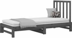 vidaXL Szürke tömör fenyőfa kihúzható kanapéágy 2 x (90 x 200) cm (3108319) - pepita