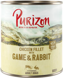 Purizon Purizon Pachet economic Adult 12 x 800 g - fără cereale Vânat & iepure cu dovlecel și merișoare