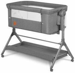 Lionelo - Patut co-sleeper Leonie Plus, Pliabil, Cu sistem de leganare, Gri (LO-LEONIE_PLUS_GREY_STONE)