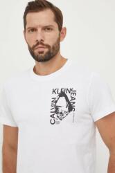 Calvin Klein Jeans pamut póló fehér, férfi, nyomott mintás - fehér XXL - answear - 13 990 Ft