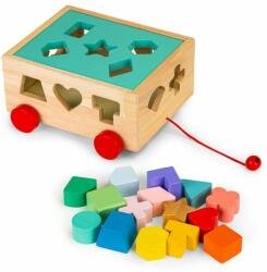Eco Toys Inserție educativă din lemn pentru copii cu cuburi Trolley