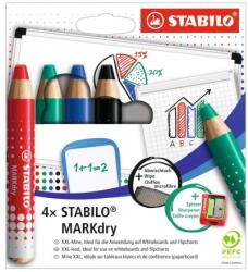 STABILO MARKdry fehértábla és flipchart készlet (4 db) hegyezővel és törlőkendővel