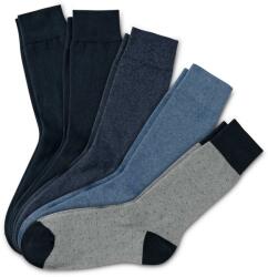 Tchibo 5 pár férfi zokni, sötétkék/kék/szürke 2x sötétkék, 1x melírozott kék, 1x melírozott világoskék, 1x melírozott szürke, pöttyös 41-43