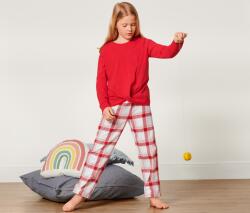 Tchibo Lány pizsama, flanel, kockás, piros Piros felsőrész Fehér-piros-rózsaszín kockás nadrág 146/152