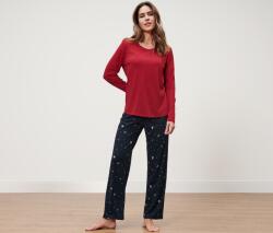 Tchibo Női pizsama, kék Piros felsőrész Sötétkék nadrág nyomott mintával S 36/38