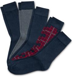 Tchibo 5 pár férfi zokni 3 x sötétkék, 1x bordó-sötétkék-krémszínű kockás, 1x sötétkék-világosszürke csíkos 41-43