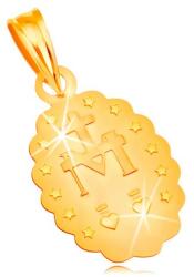Ekszer Eshop Medál sárga 18K aranyból - ovális Szűz Mária medalion, kétoldalú