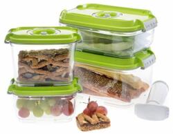 Status szett dobozban (4 db zöld vákuumtároló doboz: 0, 5L+0, 8L+1, 4L+2L+1 db kézi pumpa)