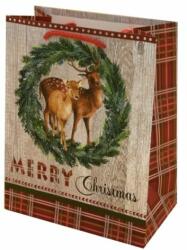 Creative Dísztasak CREATIVE Luxury M 18x23x10 cm karácsonyi kockás mintás matt zsinórfüles (VD-A-NL-014) - fotoland