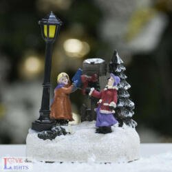 Karácsonyi jelenet - LED világítással - postaláda
