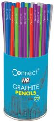 Connect Grafitceruza HB, 5 féle színű kerek test, Connect 72 db/csomag, (31451)