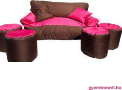  Babzsák kanapé és 4 puff szett (vízlepergetős) pink (bzsk4psz02)