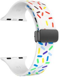 4wrist Színes mintázatú szilikon szíj Apple Watch-hoz 42/44/45/49 mm - Fehér